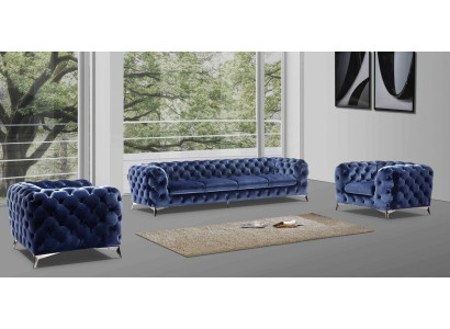 Sofa Chesterfield Couch Polster XXL Big Garnitur Textil 4+1+1 designer